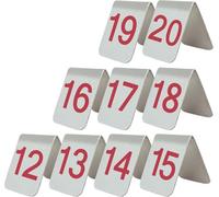 Tabletop Number Sign Tent Style, Stainless Steel Restaurant Table Numbers, Double-Sided Number 1-10/20, Placed Smoothly On The Table, Metal Tags Stackable(Red,7.5x6x6.5cm(1-20))