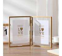 Tabletop Picture Frames Gold 6x8 Inches Acrylic Rectangle Double Opening Folding Photo frames for Home/Wall Décor for Tabletop Display, Vertical