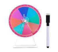 Tabletop Prize Wheel - Mini Acrylic Spin to Win Roulette with Stand & Erasable | Rainbow Lucky Draw Spinner Game with Marker for Carnival Classroom Trade Show Events