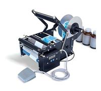 Tabletop Round Bottle Labeling Machine, Electric Bottle Labeler With Smart Sensor & Foot Pedal, 20-40 Labels/Min For Glass Pla-stic Beverage Wine Jars, Fits Φ20-100mm Height ≤200mm Bottle(Standard)