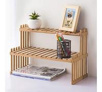 Tabletop Shelf Plant Stand Organizer Display Wooden 2 Tier Desktop Bamboo Rack Desktop Finishing Rack Potted Plant Placing Table