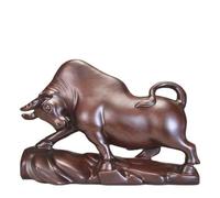 Tabletop Small Figurines Décor Accents Wooden Carved Cow Ornament Home Decoration Office Solid Wood Carving Mahogany Crafts Living Room Bookshelf Decorations(Size:15.74in)