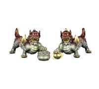 Tabletop Small Figurines Home Décor Accents Pair of Brass Ornaments Vintage Yuanbao Treasure Pot Office Desktop Furnishings to Improve Feng Shui Decor Living Room Bookshelf Decorations (Size