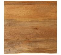 Tabletop solid mango wood oak finish 60x60x2.5 cm live edge top one side