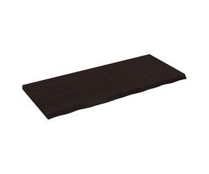 Tabletop Solid Oak Dark Brown 120x50x4cm Live Edge Untreated DIY Worktop Natural