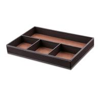 Tabletop Storage Tray,Desk Drawer Organizer,PU Leather Jewelry Box,Multi-Functional Storage Tray,4 Slots Change Organizer(Brown)