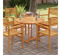 Tabletop Teak 90cm Round Solid Hardwood 2.5cm Slatted 4-Direction Outdoor Dining