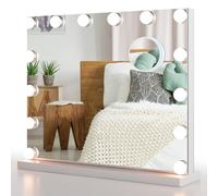 Tabletop Vanity Mirror with Lights Hollywood Makeup Mirror w/ 3 Color Lighting Modes COSTWAY White One Size