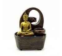 Tabletop Water Feature 21.5Cm Golden Buddha & Pots