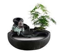 Tabletop Water Fountain Chinese Style Creative Indoor Tabletop Fountain Ceramic Zen Fountains Desktop Lucky Decoration,for Bedroom Living Room Office Décor Desktop Fountain(Zwart)