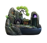 Tabletop Water Fountain Resin Tabletop Water Fountain with Artificial Mountain Stone Design Indoor Zen Desktop Relaxing Water Feature Interior Spa and Yoga Decoration, 12.5 Inch Tall Indoor Fountain