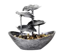 Tabletop Water Fountain - Small 4 Tier Leaf Waterfall Fountain | Automatic USB Desktop Fountain Pump With Power , Fe Desktop Fountain Decoration