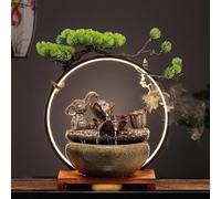 Tabletop Water Fountain with Backflow Incense, LED Indoor Ornament for Office Decor, Humidifier and Zen Desktop Fountain to Attract Wealth