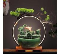 Tabletop Water Fountain with Backflow Incense, LED Indoor Ornament for Office Decor, Humidifier and Zen Desktop Fountain to Attract Wealth