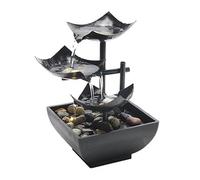 Tabletop Water Fountain with LED Light and Pebbles Deep Basin Home Soothing Sound Machine Automatic Pump Indoor Zen Relaxation for Office Living Room or Bedroom