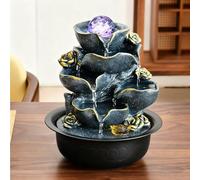 Tabletop Water Fountains, Small Indoor Water Feature with Light-up Water Balloon, Resin Material, Zen Table Top Fountains, Good Luck Wealth, for Office, Living Room(A)
