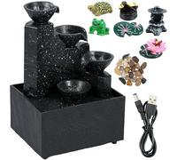 Tabletop Waterfall Decor Indoor Waterfall Fountain with LED Lights and Pebble Meditation Water Fountain Creative Water Ornaments Reusable Tabletop Fountain Landscape for Bedroom Living Room