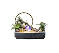 Tabletop Waterfall Fountain with LED Light, Indoor Rockery Stream Water Feature for Meditation and Relaxation