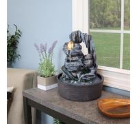 Tabletop Waterfall Fountain with LED Lighting, 20.5 cm Dia x 26 cm H