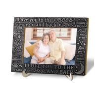 Tabletop Wood Photo Frame, I Love You to the Moon and Back Desktop Picture Frame with Stand, Couple Family Daughter Son Gift, Home Table Decor Supplies for Living Room Bedroom (4x6" Horizontal) -14