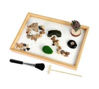 Tabletop Zen Garden, Zen Garden Sand Kit, Wooden Tray for Zen Garden Meditation - Home Decor, Plant Rakes with 3 Bags for , Tables