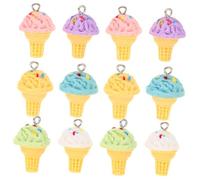 TABLETREANDS 12Pcs Ice Cream Shaped Resin Charms DIY Craft Supplies for Bracelet Necklace Keychain Making Decorative Pendants with Smooth Surface for Handmade Jewelry