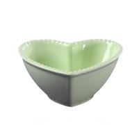 Tableware Ceramic Plates Couple Love Bowls Set Dessert Heart-Shaped Fruit Salad Dinner Household Snack Breakfast Bird's Nest Ice Cream Soup Pasta Snacks (Green Bowl)