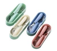 Tableware, Children's Personalized Tableware Set, self-Service Stainless Steel Tableware, White, Pink, Green, Blue, Baptism Gifts for Boys and Girls, Easy to Carry and hygienic When Going Out. (Blue)