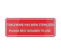 Tableware Has Been Sterilized Please Rest Assured To Use Sign, 10 X 3 Inch Acrylic Plastic Sign, Self-Adhesive, For Restaurant, Salons, Hotel, Motel, Rest Stops, Public Restrooms