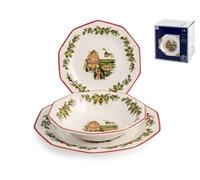 Tableware Service 18 Pieces Earthware Holly Toys White Home