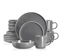 Tableware set stoneware grey 4, 8, 12 people ceramic dinnerware 16/32/48 pcs.