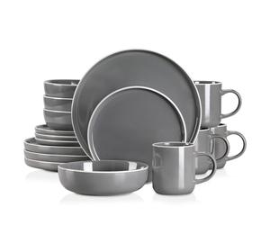 Tableware set stoneware grey 4, 8, 12 people ceramic dinnerware 16/32/48 pcs.