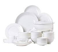 Tableware Sets， Ceramics Dinner Sets, Plates/Bowls/Soup Pot | 56 Pieces Dinnerware Set White, Microwave Tableware Safe - for Family Party Kitchen Restaurant