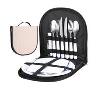 Tableware Storage Bag - Thickened 600D Oxford Picnic Cutlery Organizer Bag | Cooking Tools Holder Pouch | Lightweight Portable Outdoor Kitchen Storage Bag for Flatware and Utensil Storage, Khaki