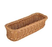 Tableware Storage Basket, Chopsticks Fork Holder Organizer for Home Hotel Restaurant, Dishwasher Safe Polyethylene Utensil Caddy with Sturdy Woven Base in Coffee Color (Large Size L300*W110*H70MM)