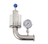 TABODD 1.5 Tri Clamp 0.2-2.2 Bar Adjustable Pressure Relief Safety Valve, Sanitary SUS 304 Safety Valve with Pressure Gauge for Beer Fermenter