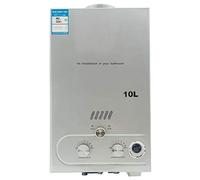 TABODD 10L LPG Propane Gas Water Heater, 2.64GPM Portable Tankless Instant Hot Water Heater Boiler Burner with Stainless Steel Shower Head Kit for Small Homes RV's Sailboats Cabins Camping, Silver