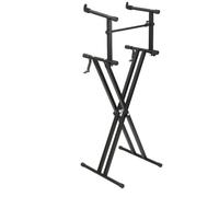 TABODD 2 Layer DJ Desk Stand for Bar, Height and Width Adjustable X-Shape DJ Stand Rack Keyboard Stands with Laptop Stand DJ Equipment Workstation for Music Display