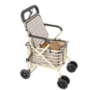 TABODD 6 Wheeled Ultimate Shopping Trolley with Seat, Folding Shopper Trolley with Handle, Hand Break, Backrest & Armrest, Sit & Go Shopping Trolley with Braking System, Bag Removable