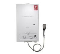 TABODD 8L LPG Propane Gas Water Heater, 2.11GPM Portable Tankless Instant Hot Water Heater Boiler Burner with Stainless Steel Shower Head Kit for Small Homes RV's Sailboats Cabins Camping, Silver