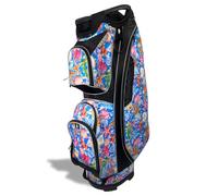 Taboo Fashions Resort Collection Ladies Golf Bag - 14-Way Women’s Golf Cart Bag with Insulated Cooler Pocket, Rain Hood, Zippered Pockets & More - Golf Accessories for Women (Blue Shellbound)