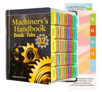 Tabs for Machinery's Handbook, 32nd Edition, 112 Color Coded Clear PVC Laminated Tabs, Reusable, Alignment Card for Easy Use, Large Small Manual (Book