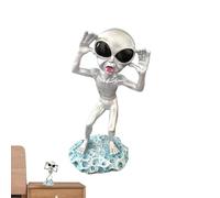 TABSIRAH Alien Figurines Decor, Outer Space Alien Resin Sculpture, Desktop Crafts Ornament, Unique Creative Garden Statue Outdoor, Extraterrestrial Figurine for Desk Decor
