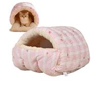 TABSIRAH Cat Bed Covered | 1.5kg Washable Semi-Enclosed Cave Warm Hooded Pet Shelter | Soft Plush Removable Liner Winter Design Indoor Comfort Sleeping Spot | For Home Bedroom Balcony Apartment