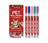 TABSIRAH Dog Safe Nail Polish - Christmas Dog Paw Paint Kit | 5-Piece Quick-Dry Professional | Dogs Paws Nail Polish Pens Kit - For Small Medium Large Breed Daily Travel Holiday Birthday Party