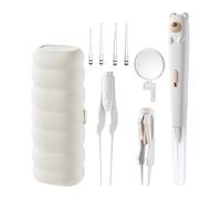TABSIRAH Ear Wax Removal Kit | 1Pc Portable LED Ear Cleaning Spoon | Light-Up Visual Pick Nose Tweezers Complete Hygiene Set | Children Teens Adults Home Travel Camping