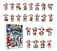 TABSIRAH Ornament Calendar Advent - 24 Days Cow Pendant Christmas Countdown Calendar | 2D Acrylic Pendants for Activity Coordinators Home Holiday Organizers Family Bonding Community Members