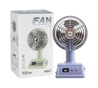 TABSIRAH Small Desk Fan - 100 Speeds USB Rechargeable Cooler, Smart Digital Display Stepless Blower, Quiet Personal Oscillating Circulator, Lightweight Portable Electric Table Device for Home