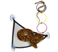 TABSIRAH Snake Climbing Rings | Reptile Toy with Hammock | Lizard Enrichment Rings for Cage Decor | Bearded Dragon Gecko Iguana Indoor Tank Terrarium Habitat - Mini Jungle Fitness Ladder & Playground