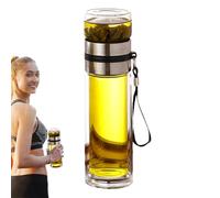 TABSIRAH Tea Infuser Bottle - Double Wall Glass Portable Travel Mug | Insulated Glass Travels Mug | Portable Infuser Water Bottle, Water Separation Teas Bottles for Mens, Loose Leaf Tea, Home, Travel